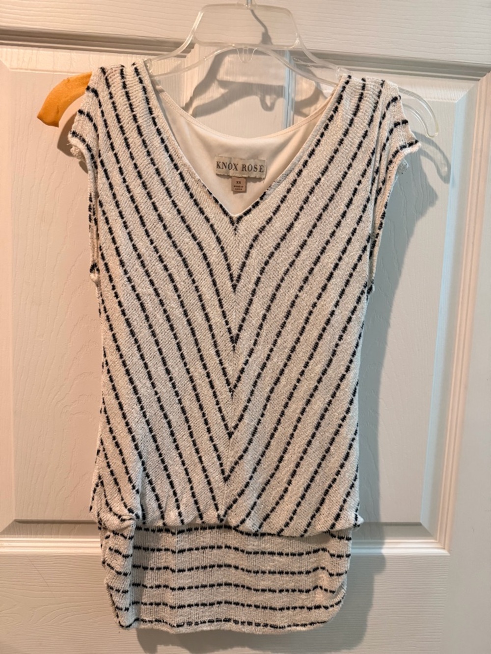 Knox Rose Cream Tank Top with Blue Chevron Stripes